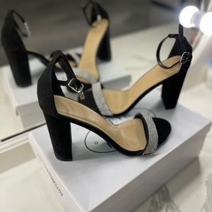 Black Steve Madden 4 inch heel height
Suede upper material with rhinestones